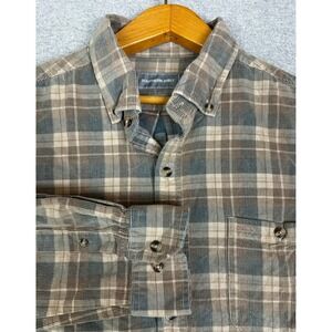 Southern Shirt Co‎ Braxton Cord Flannel Men XL Brown Button Up Plaid Long Sleeve